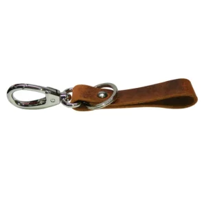 Genuine Leather Tan Dog Hook Keychain