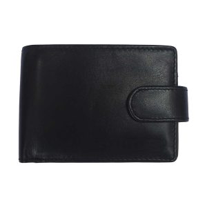 Genuine Leather Bi-Fold Wallet with Snap Closure